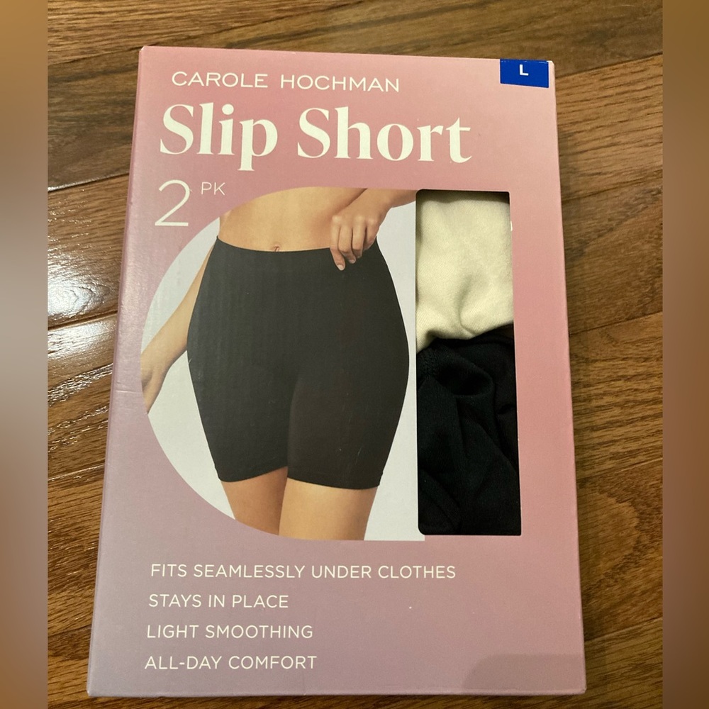 NIB Carole Hochman 2 Pack Slip Shorts Black and Cream LARGE